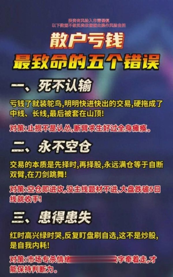 杠杆配资 散户亏钱最致命的五个错误: 投资路上的警示灯